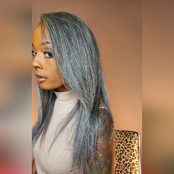 Gray Human Hair Wig - Picture 4 of 6